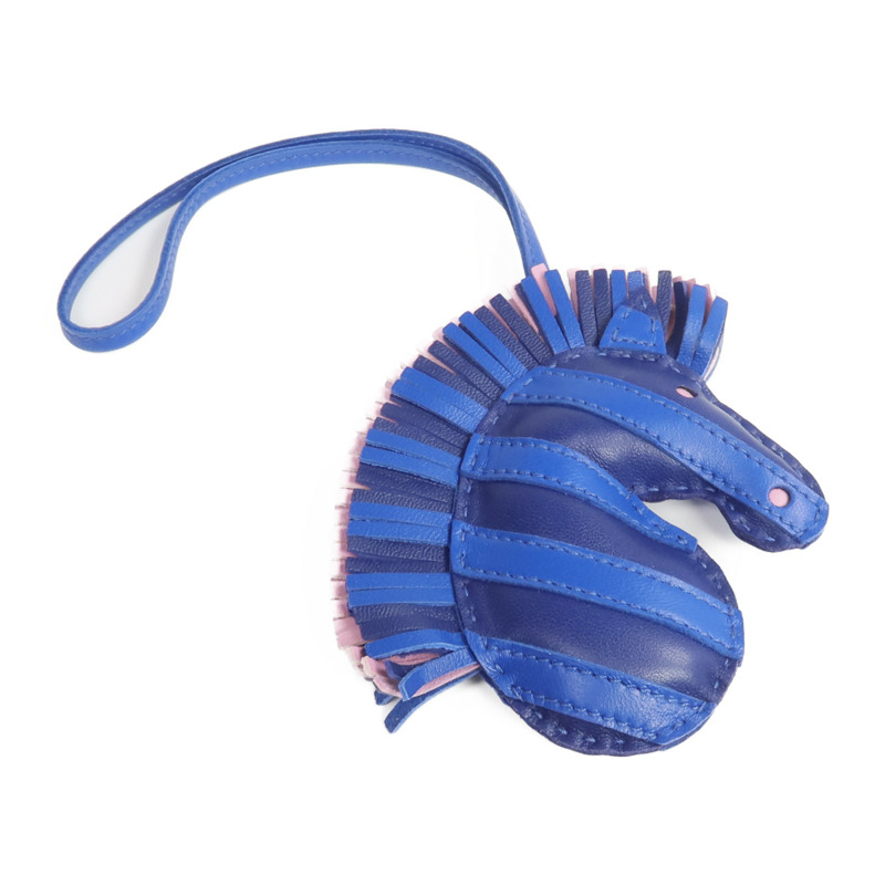 HERMES Milo皮革Geegee Savannah Charm掛飾Bleu Saphir/Bleu France/Mauve Sylvestre-1