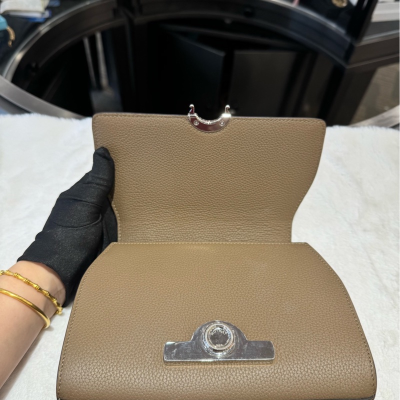 Moynat莫奈 rejane小號 大象灰銀扣 荔枝皮   附件：塵袋 肩帶-6