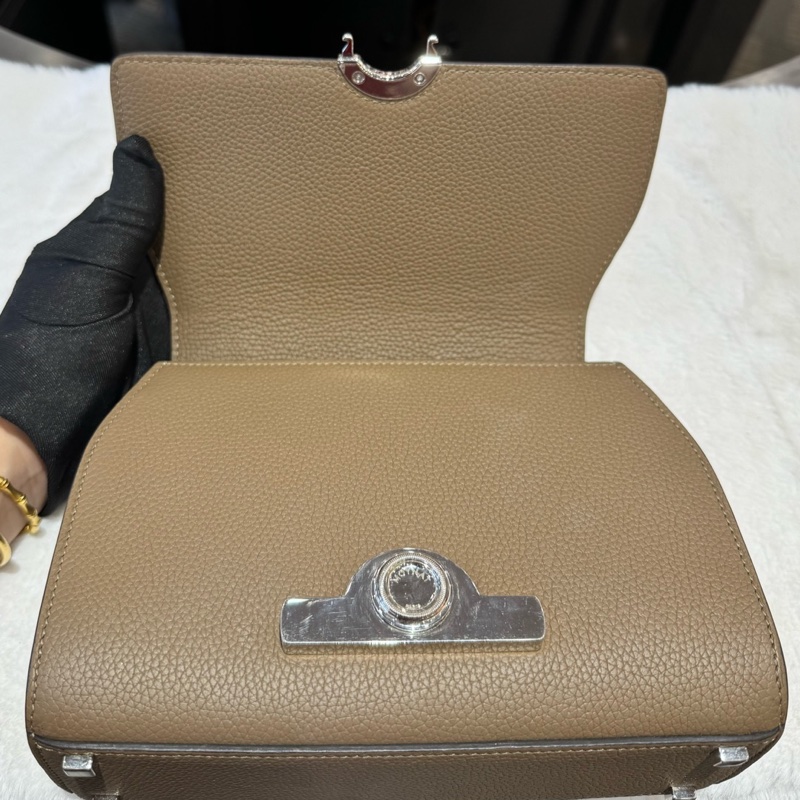 Moynat莫奈 rejane小號 大象灰銀扣 荔枝皮   附件：塵袋 肩帶-8