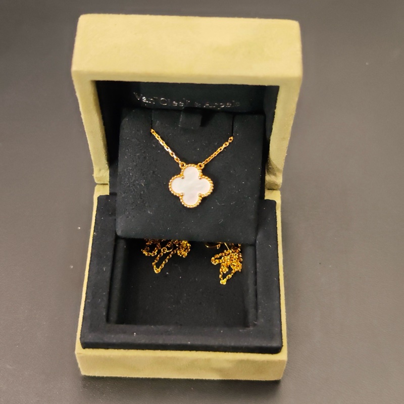 Van Cleef & Arpels 梵克雅寶 Alhambra系列 17年保卡 四葉草項鍊18K黃金材質 白貝母吊墜 中號-2