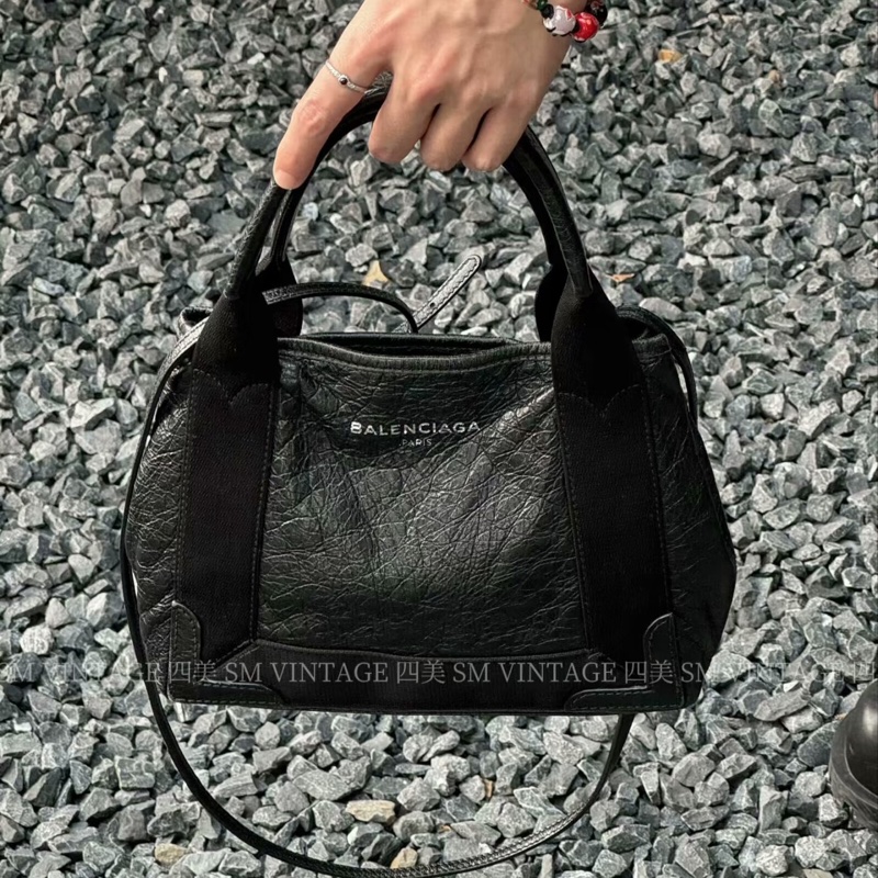 Balenciaga • 油臘牛皮拼帆布Navy Cabas 斜背包-0