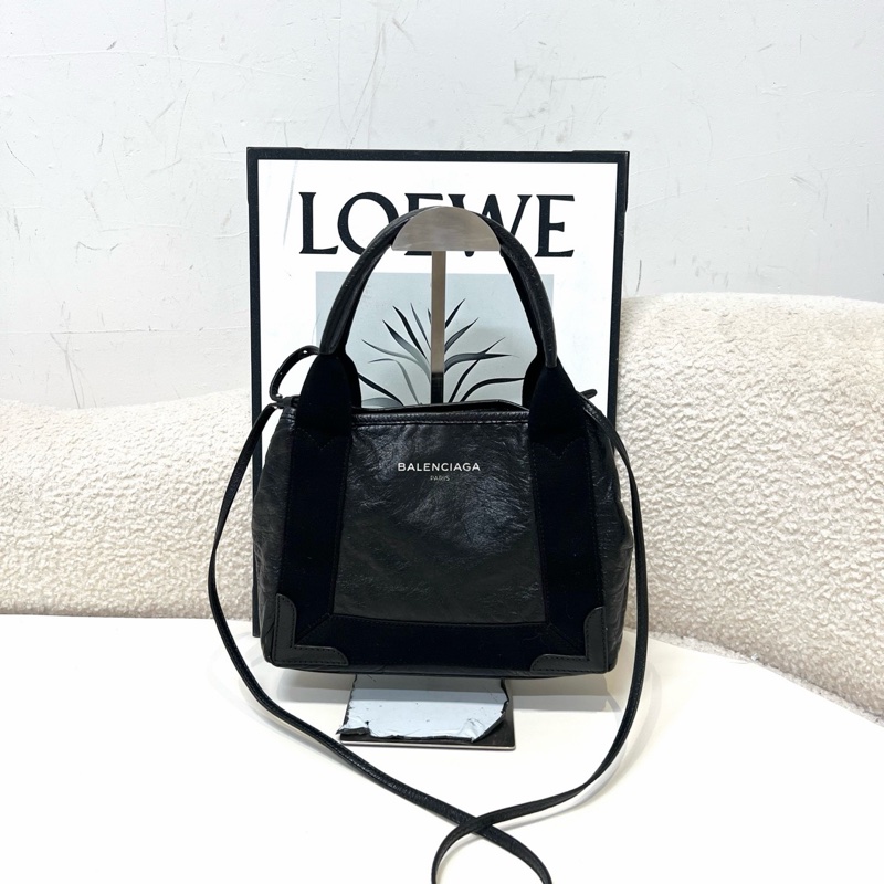 Balenciaga • 油臘牛皮拼帆布Navy Cabas 斜背包-2