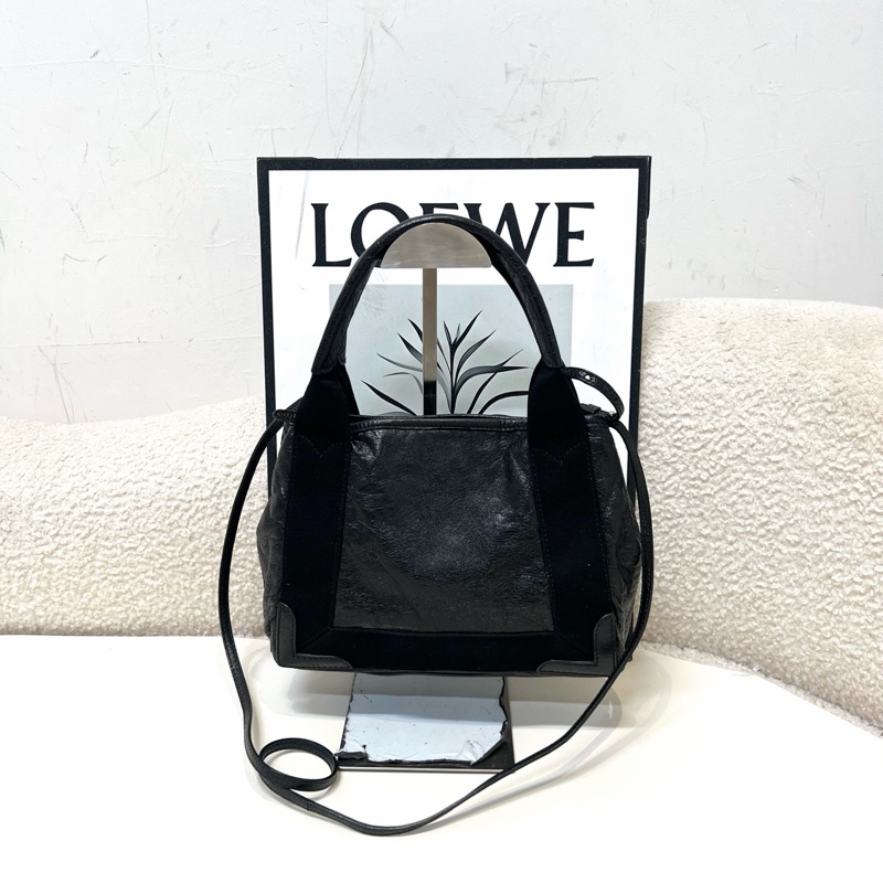 Balenciaga • 油臘牛皮拼帆布Navy Cabas 斜背包-3