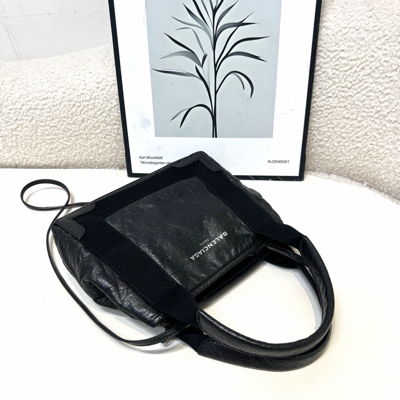 Balenciaga • 油臘牛皮拼帆布Navy Cabas 斜背包-5