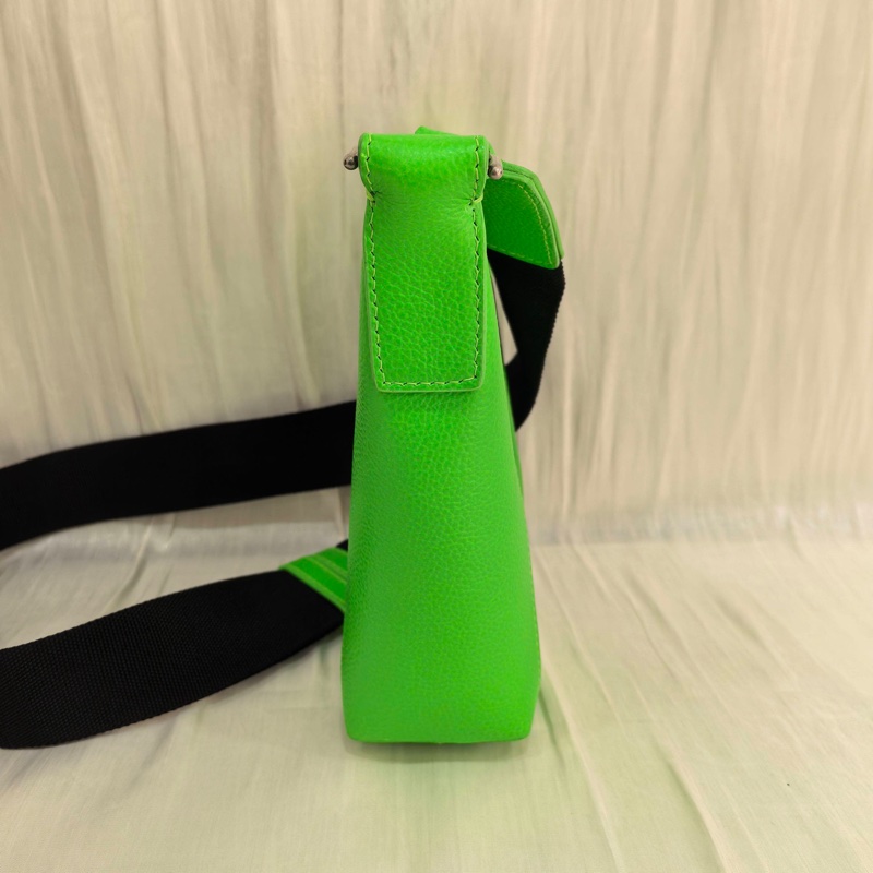 Balenciaga • Hourglass螢光綠字母拉鍊手機包-3