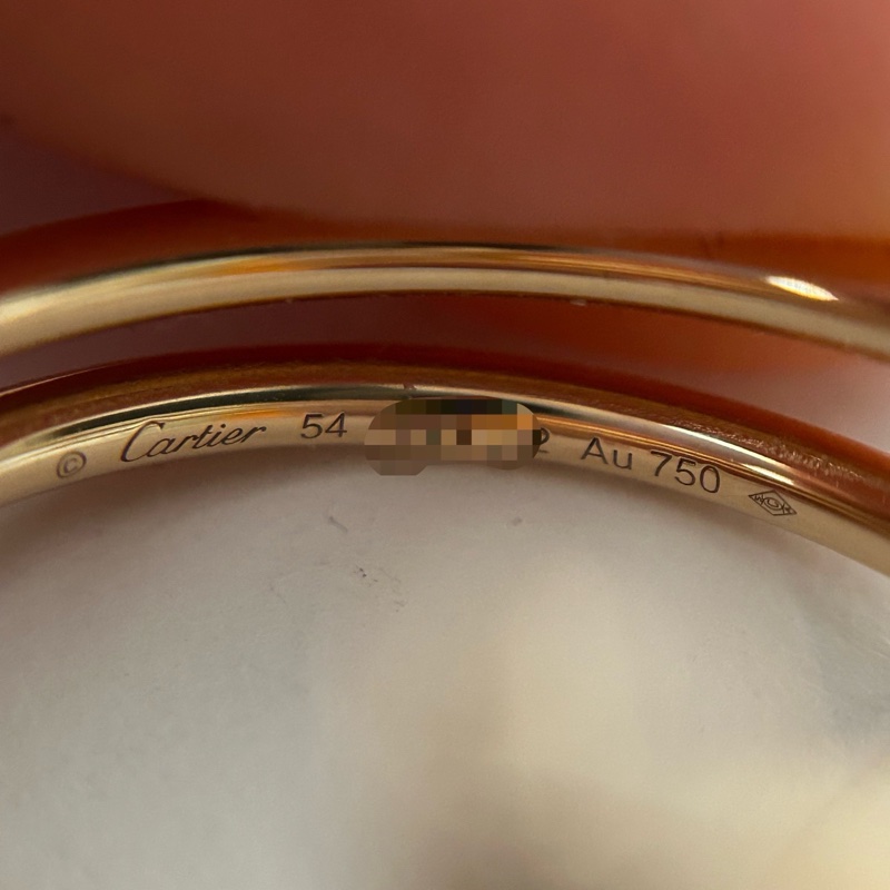 Cartier卡地亞 雙圈釘子戒指 54號 玫瑰金 頭尾鑽 配件 證書+盒-5