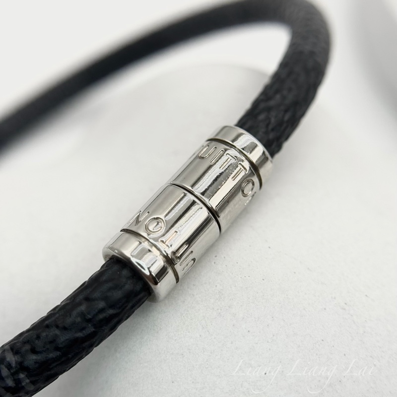 LOUIS VUITTON LV Damier Graphite Keep It 扣式手環-4