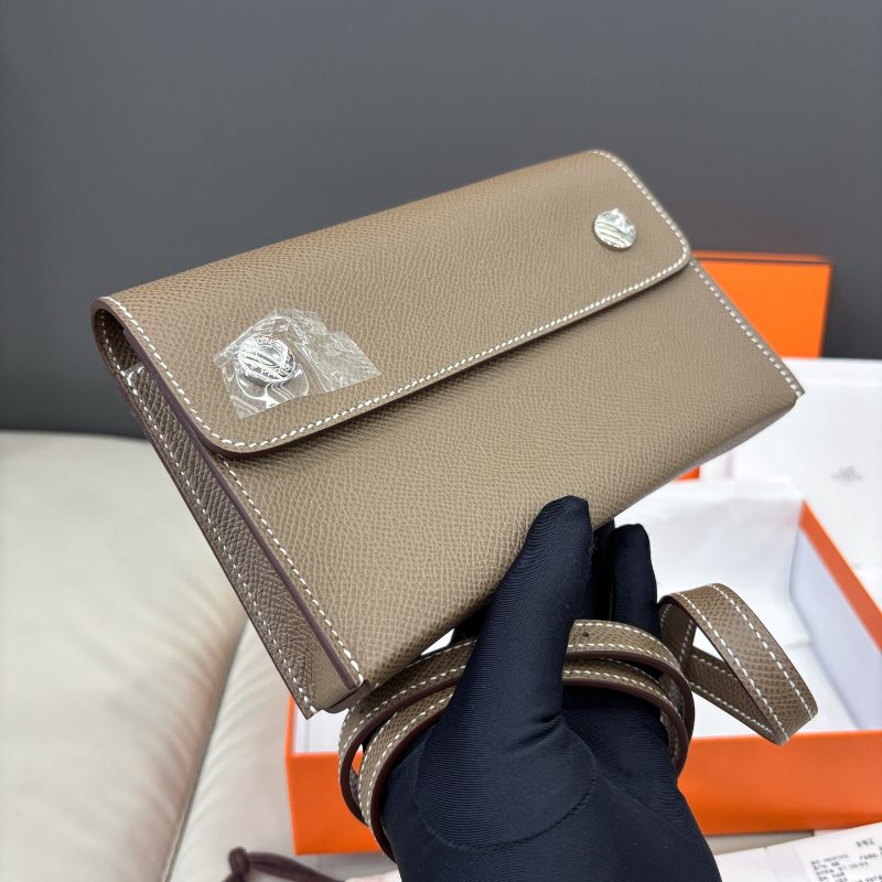 全新 愛馬仕Hermes 大象灰Snap Wallet斜背包 Epsom皮-2
