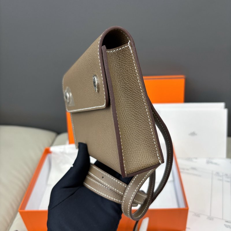 全新 愛馬仕Hermes 大象灰Snap Wallet斜背包 Epsom皮-3