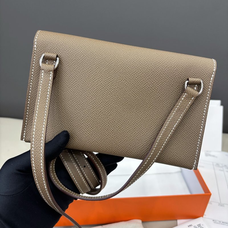 全新 愛馬仕Hermes 大象灰Snap Wallet斜背包 Epsom皮-6