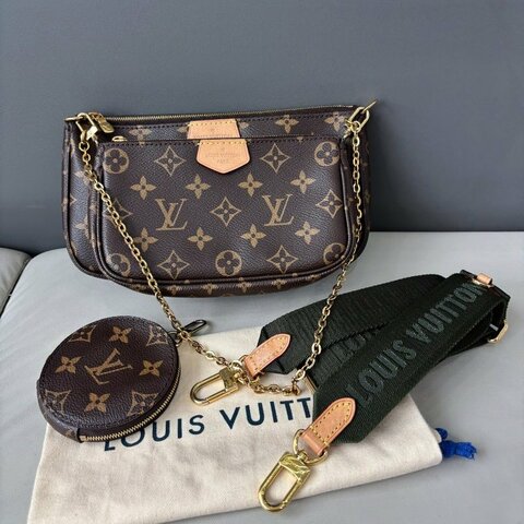 芯片款 路易威登/Louis Vuitton 綠肩帶老花五合一