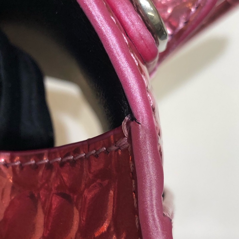 Balenciaga • Hourglass電光粉鱷魚壓紋牛皮沙漏包銀釦 Xs-6