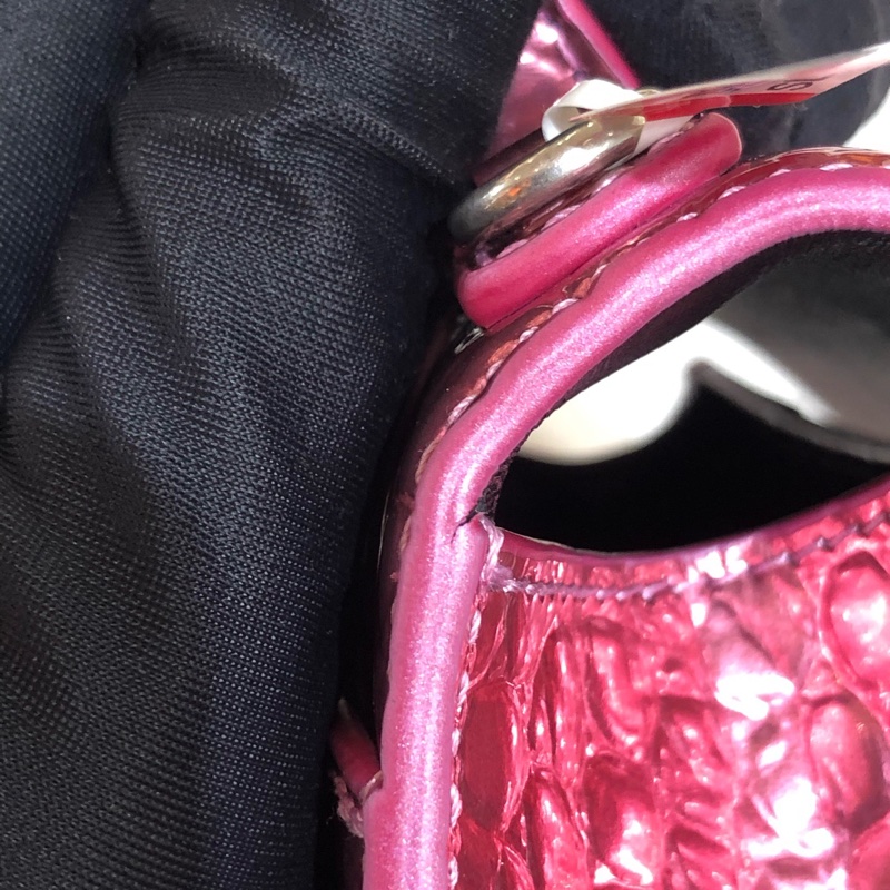 Balenciaga • Hourglass電光粉鱷魚壓紋牛皮沙漏包銀釦 Xs-7