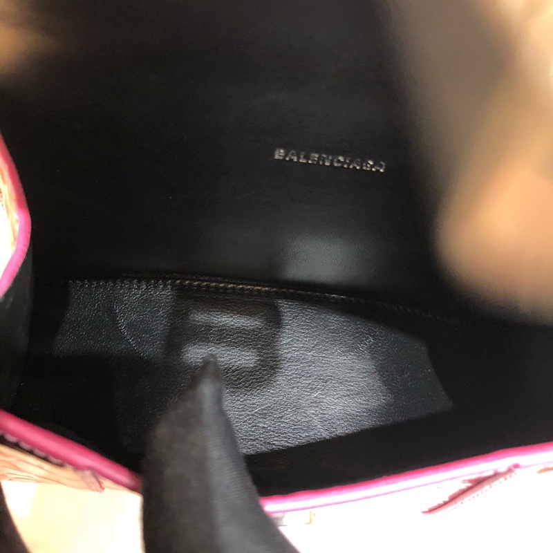 Balenciaga • Hourglass電光粉鱷魚壓紋牛皮沙漏包銀釦 Xs-8