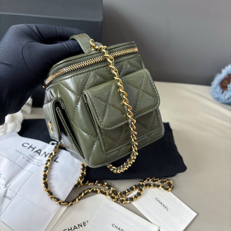 芯片款 香奈兒/Chanel 橄欖綠Cargo手柄盒子包-3