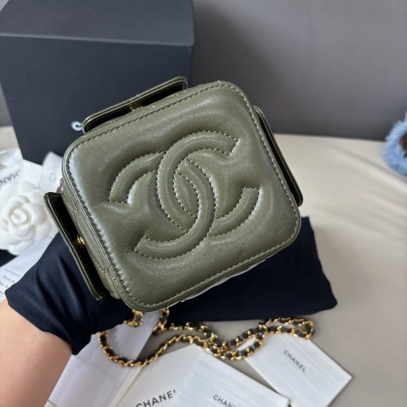 芯片款 香奈兒/Chanel 橄欖綠Cargo手柄盒子包-4
