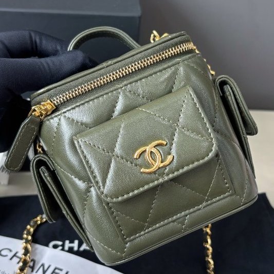 芯片款 香奈兒/Chanel 橄欖綠Cargo手柄盒子包-5