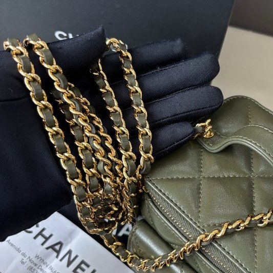 芯片款 香奈兒/Chanel 橄欖綠Cargo手柄盒子包-9