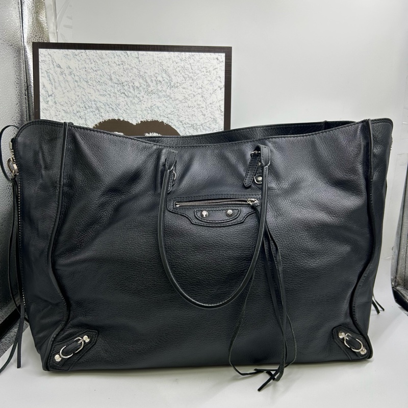 Balenciaga • 經典黑色Papie 牛皮機車托特包-3