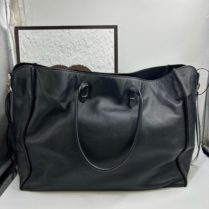 Balenciaga • 經典黑色Papie 牛皮機車托特包-4