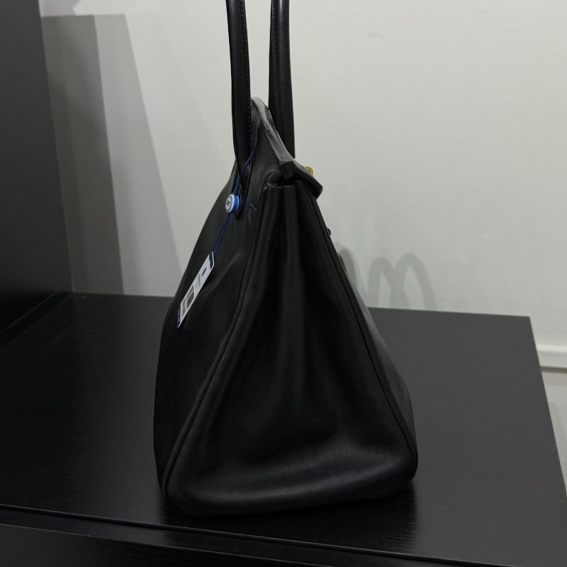 愛馬仕Birkin35 黑金 Evergrain皮 手提包-2