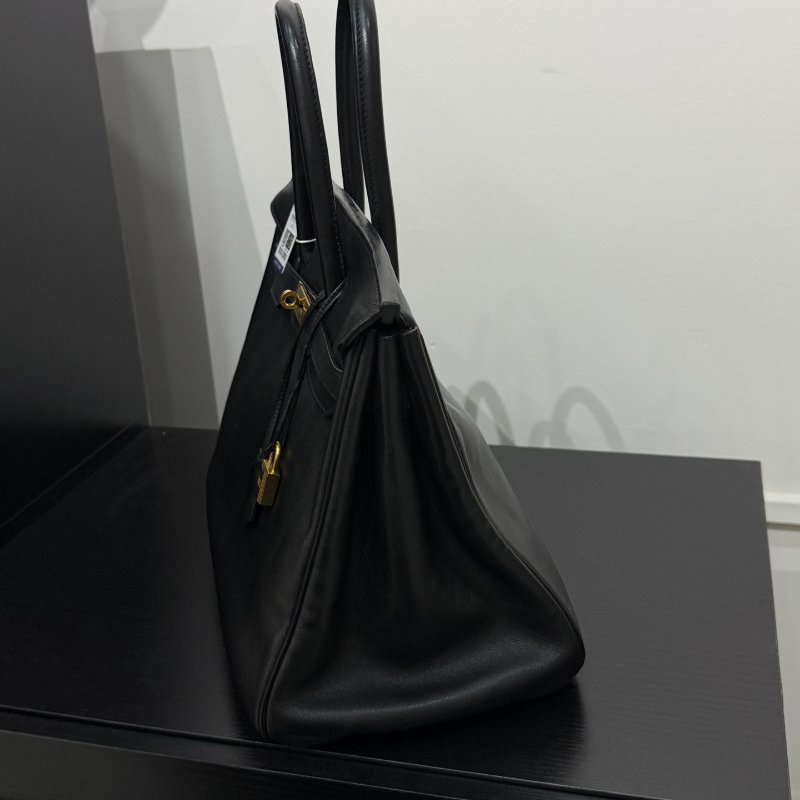 愛馬仕Birkin35 黑金 Evergrain皮 手提包-3