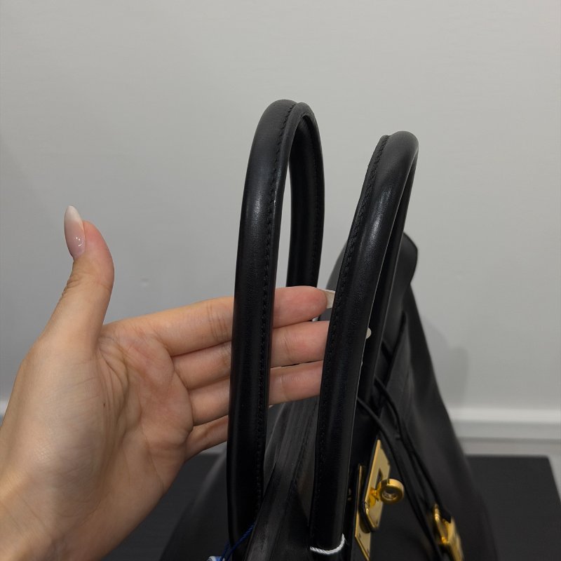 愛馬仕Birkin35 黑金 Evergrain皮 手提包-4