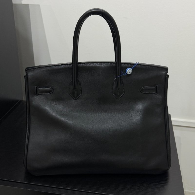 愛馬仕Birkin35 黑金 Evergrain皮 手提包-6