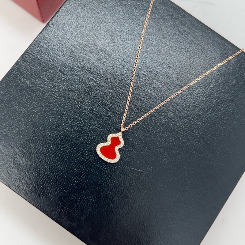 99新Qeelin 麒麟紅瑪瑙小葫蘆帶鑽項鍊  24年：有卡+盒-0