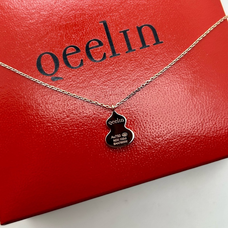 99新Qeelin 麒麟紅瑪瑙小葫蘆帶鑽項鍊  24年：有卡+盒-3