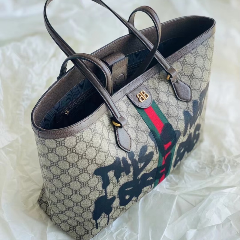 Balenciaga & Gucci • 限量聯名塗鴉老花托特包-3