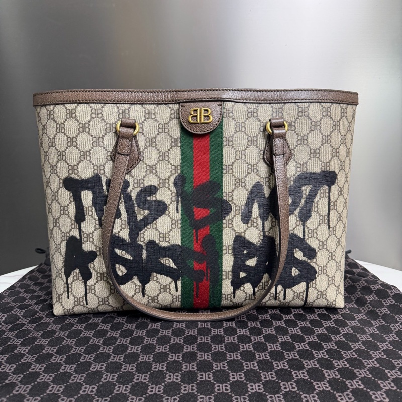 Balenciaga & Gucci • 限量聯名塗鴉老花托特包-4