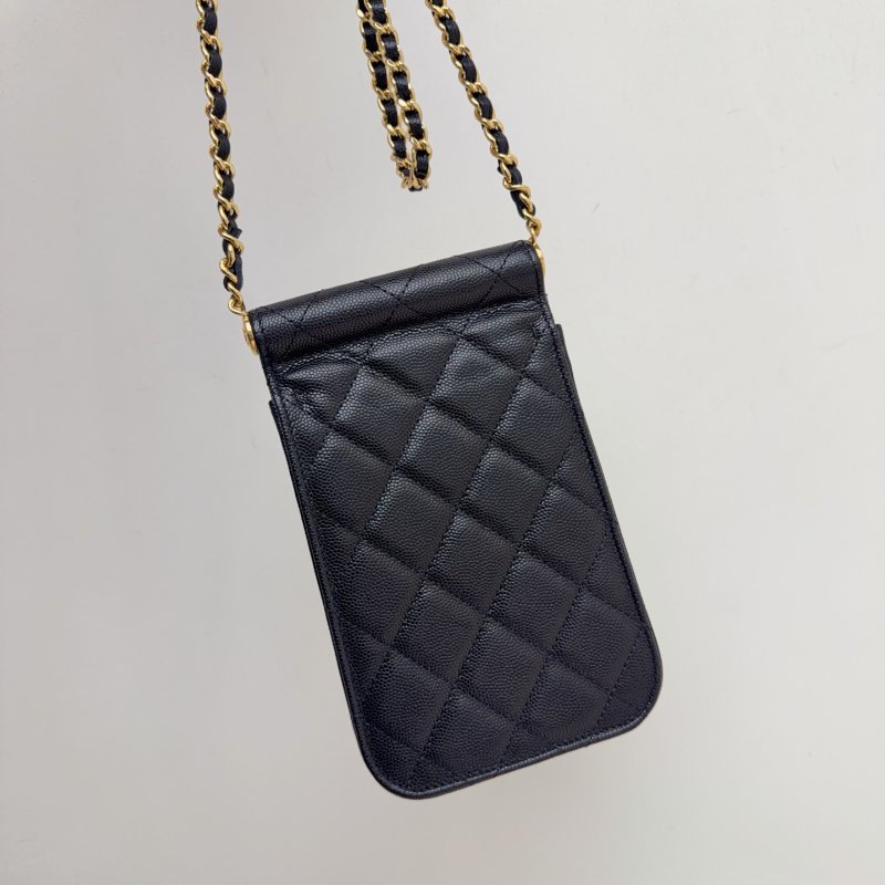 芯片款 香奈兒/Chanel 黑金荔枝皮手機包-1