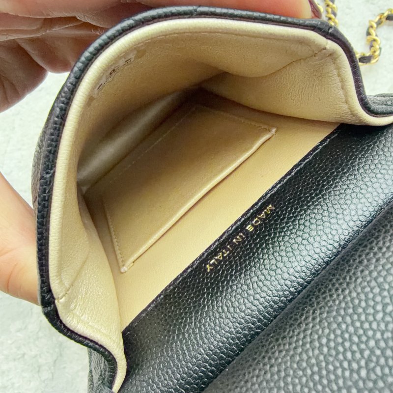 芯片款 香奈兒/Chanel 黑金荔枝皮手機包-8