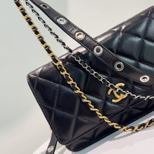 芯片款 香奈兒/Chanel 黑金WOC鏈條包-10