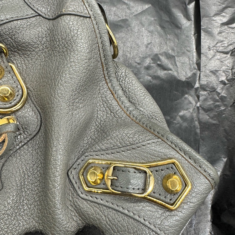 Balenciaga • City 經典水泥灰山羊皮金釦機車包 金釦-18
