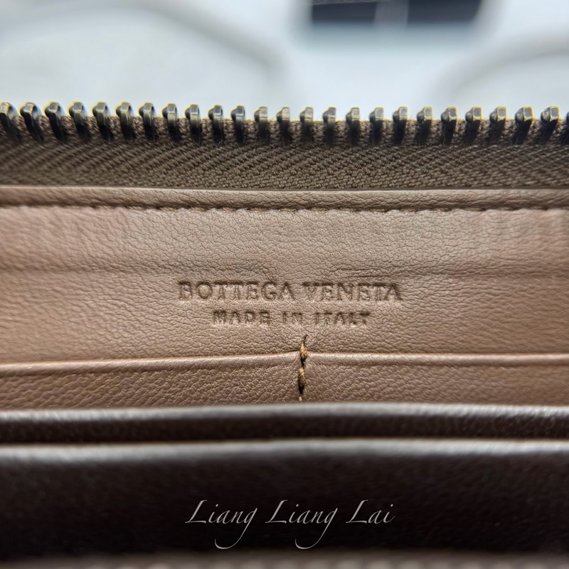 BOTTEGA VENETA BV經典小羊皮編織咖啡棕色拉鍊長夾-2