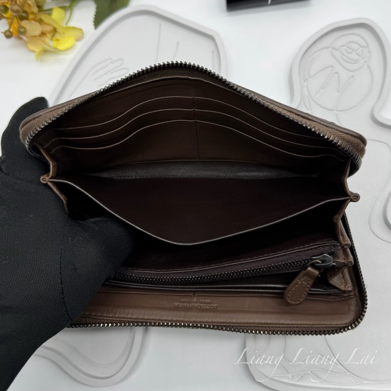 BOTTEGA VENETA BV經典小羊皮編織咖啡棕色拉鍊長夾-12