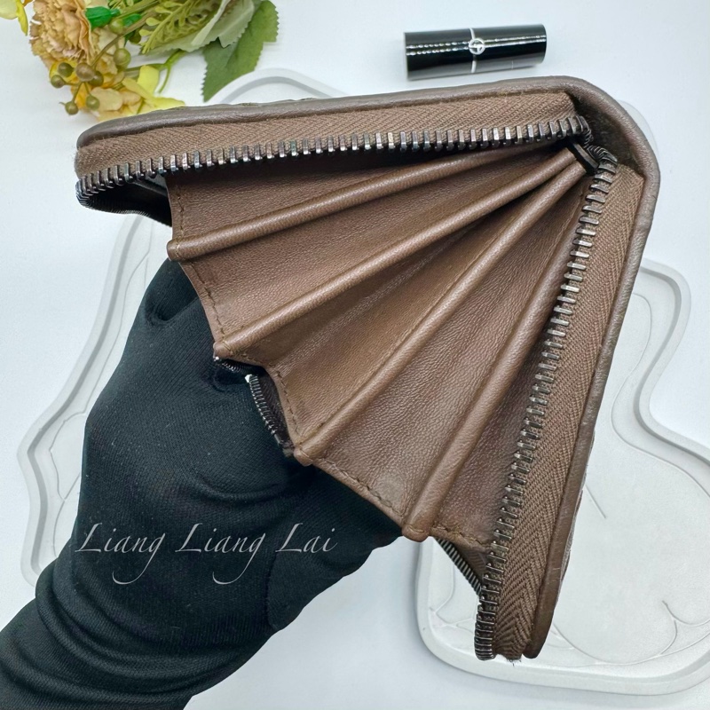 BOTTEGA VENETA BV經典小羊皮編織咖啡棕色拉鍊長夾-14