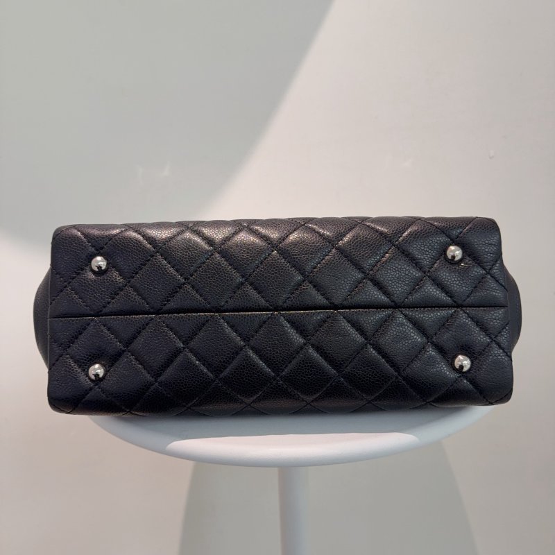 香奈兒/Chanel 黑銀荔枝皮tote鏈條包-4