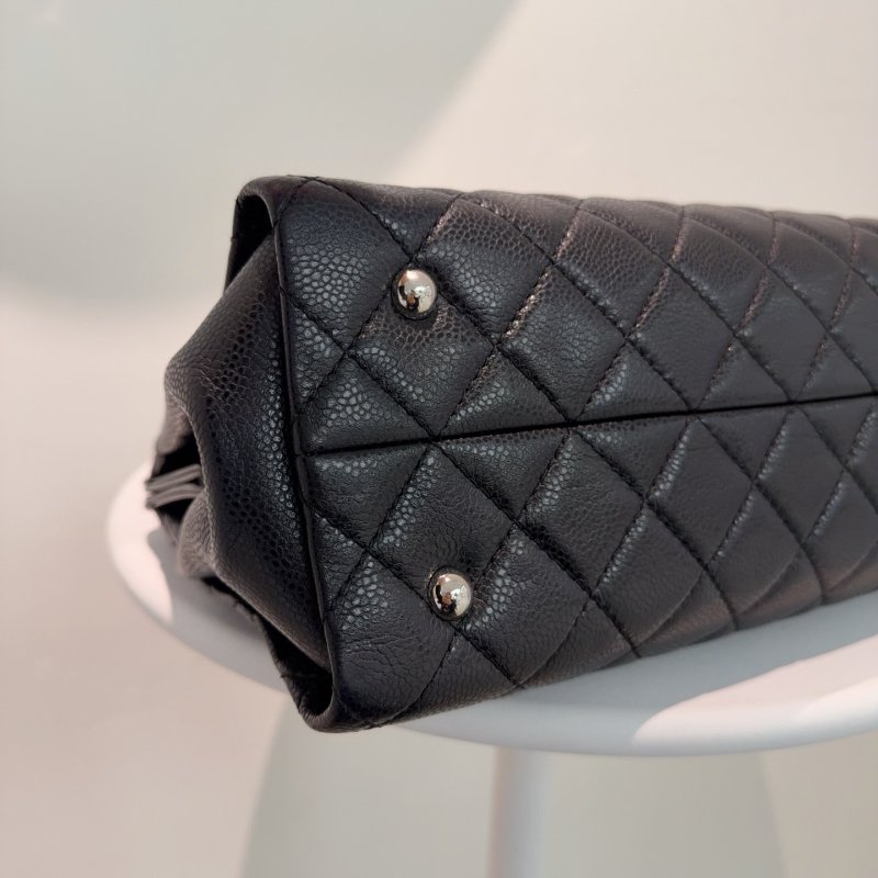 香奈兒/Chanel 黑銀荔枝皮tote鏈條包-8