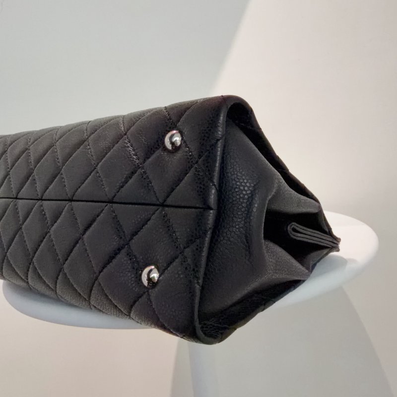 香奈兒/Chanel 黑銀荔枝皮tote鏈條包-9