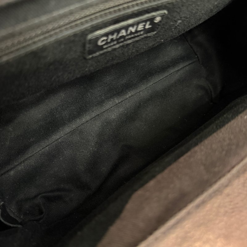 香奈兒/Chanel 黑銀荔枝皮tote鏈條包-10