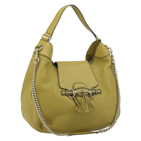 GUCCI 馬銜扣 Emily 手提包 皮革 兩用 綠色 金色 322226 正品 174040A
