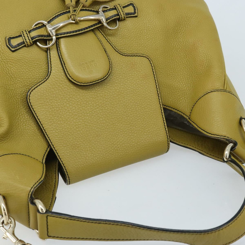 【日本直送】GUCCI 馬銜扣 Emily 手提包 皮革 兩用 綠色 金色 322226 正品 174040A-5
