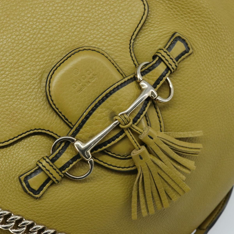 【日本直送】GUCCI 馬銜扣 Emily 手提包 皮革 兩用 綠色 金色 322226 正品 174040A-17