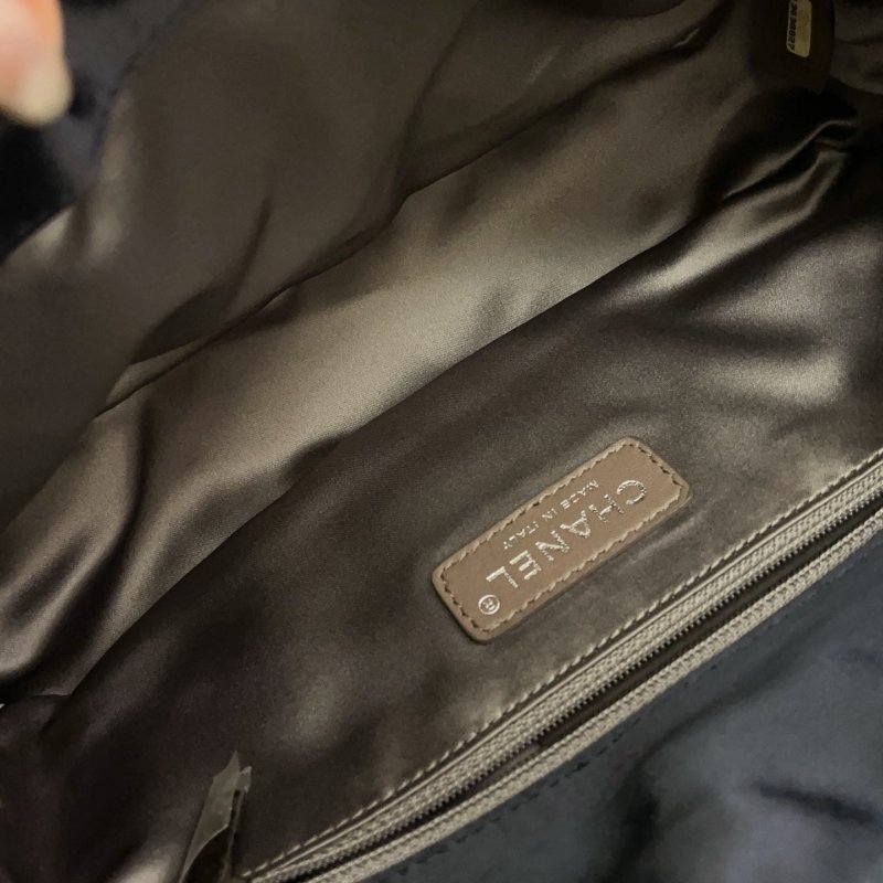 香奈兒/Chanel 緞麵cf  深邃藍做舊銀色五金 鏈條包-8