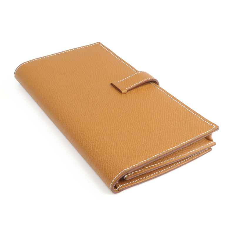 HERMES Epsom皮革Bearn Long Wallet長錢包Gold-4