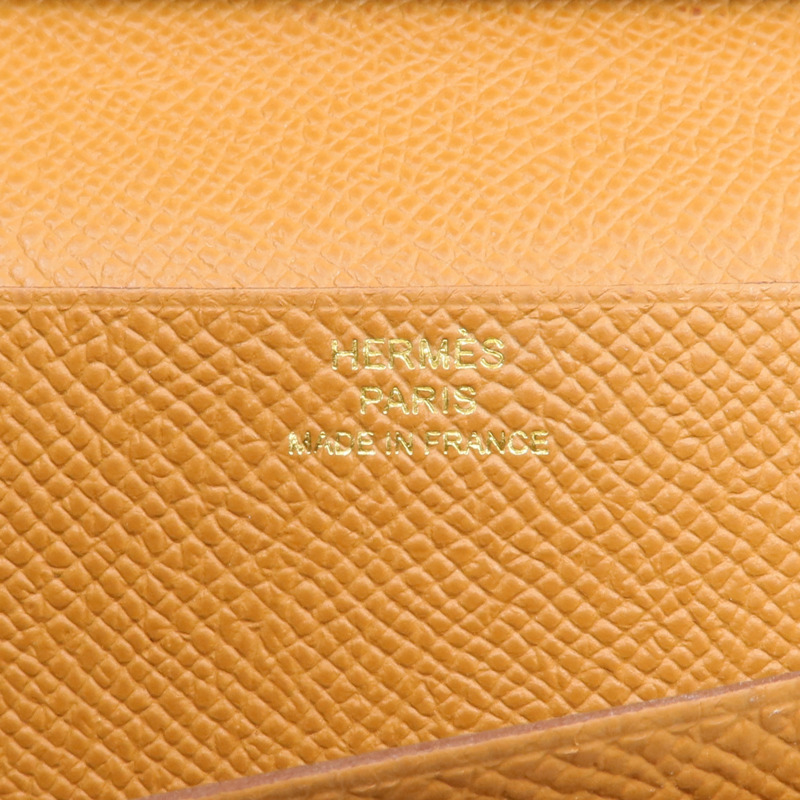 HERMES Epsom皮革Bearn Long Wallet長錢包Gold-6