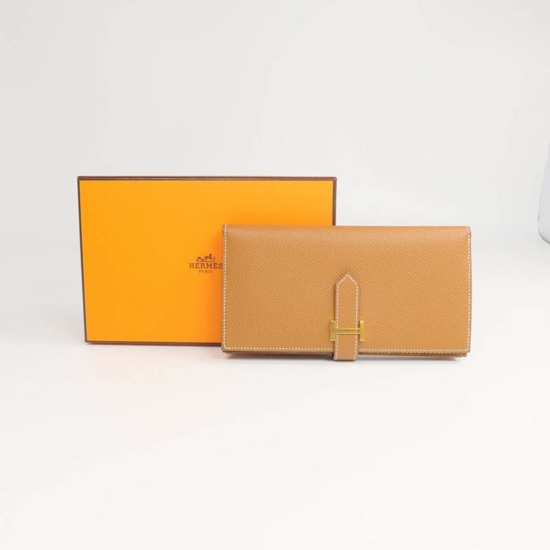 HERMES Epsom皮革Bearn Long Wallet長錢包Gold-9